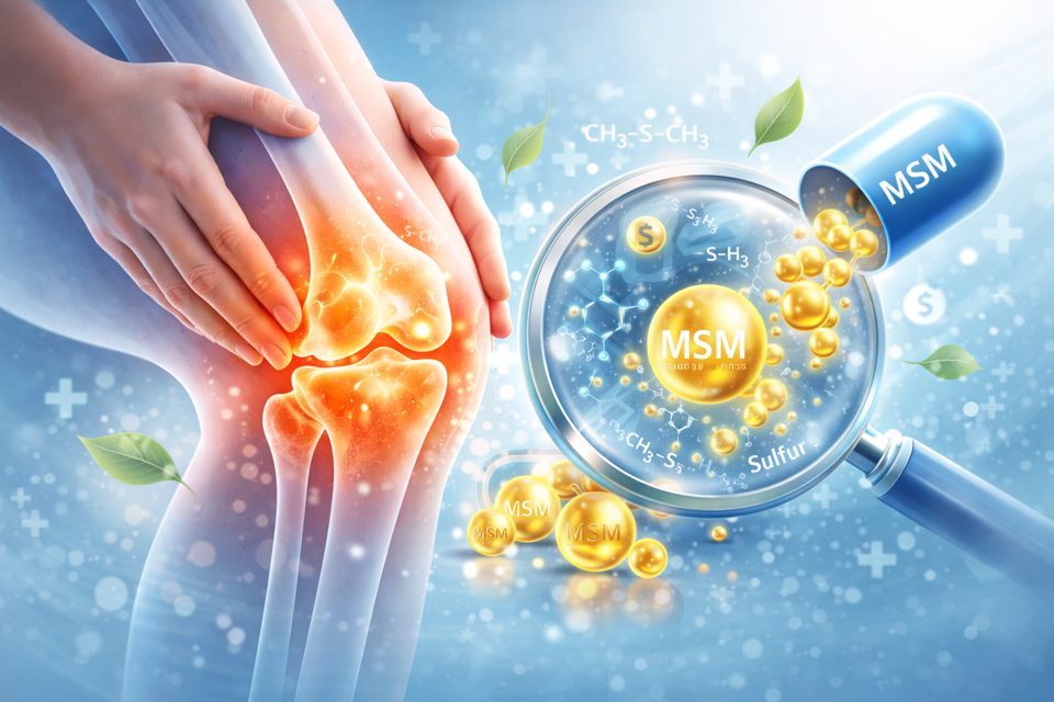 관절 통증과 MSM 성분을 설명하는 관절 건강 가이드 이미지