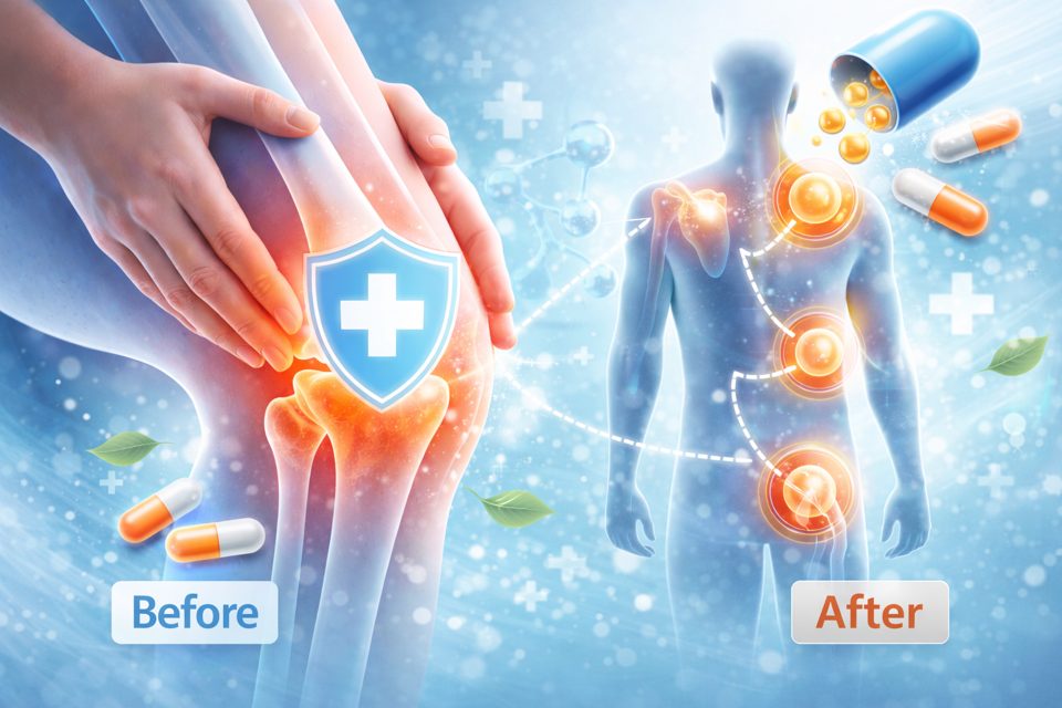 관절 통증 완화와 관절약 효과 범위를 설명하는 가이드 이미지