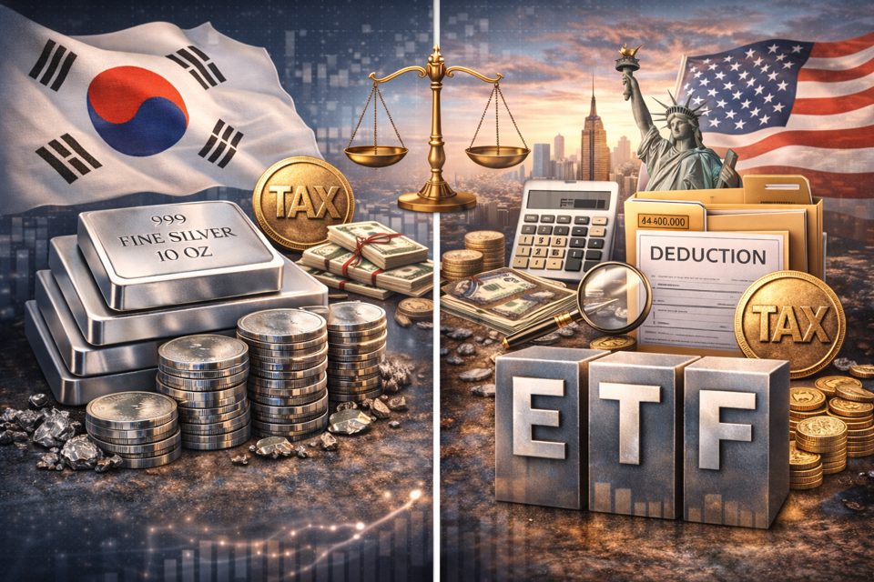 계산기와 세금 서류, 투자 수익 계산을 상징하는 이미지