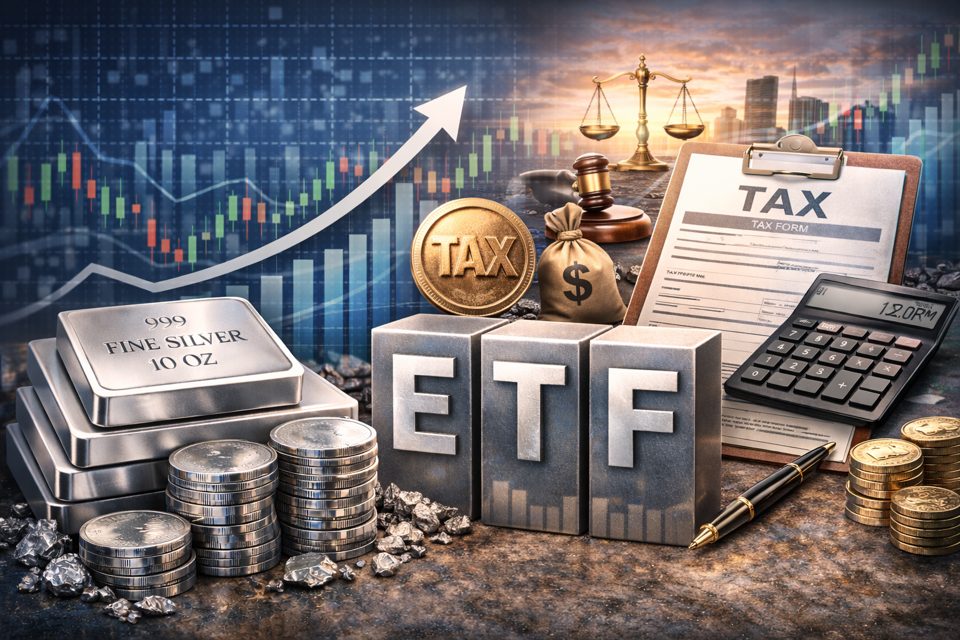 계산기와 세금 서류, 투자 수익 계산을 상징하는 이미지