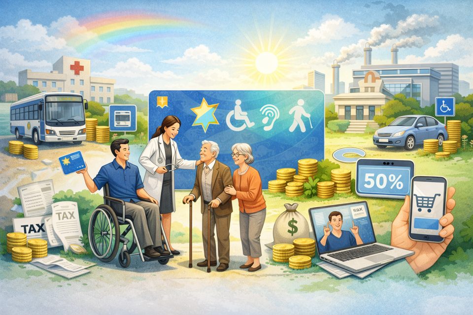 장애인 복지 혜택과 감면 서비스를 상징하는 통합복지카드 안내 이미지
