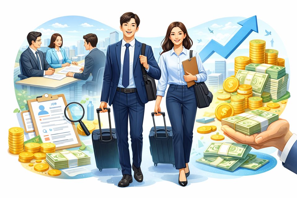 청년 채용과 고용 지원금을 상징하는 일자리 지원 제도 안내 이미지