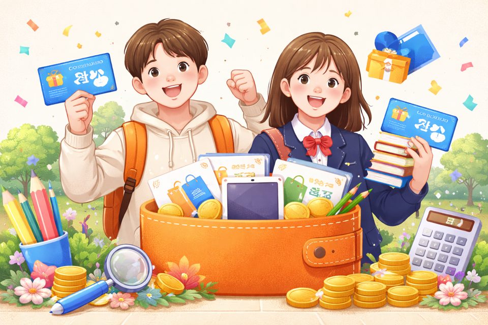교육급여 바우처와 학생 지원을 나타내는 이미지