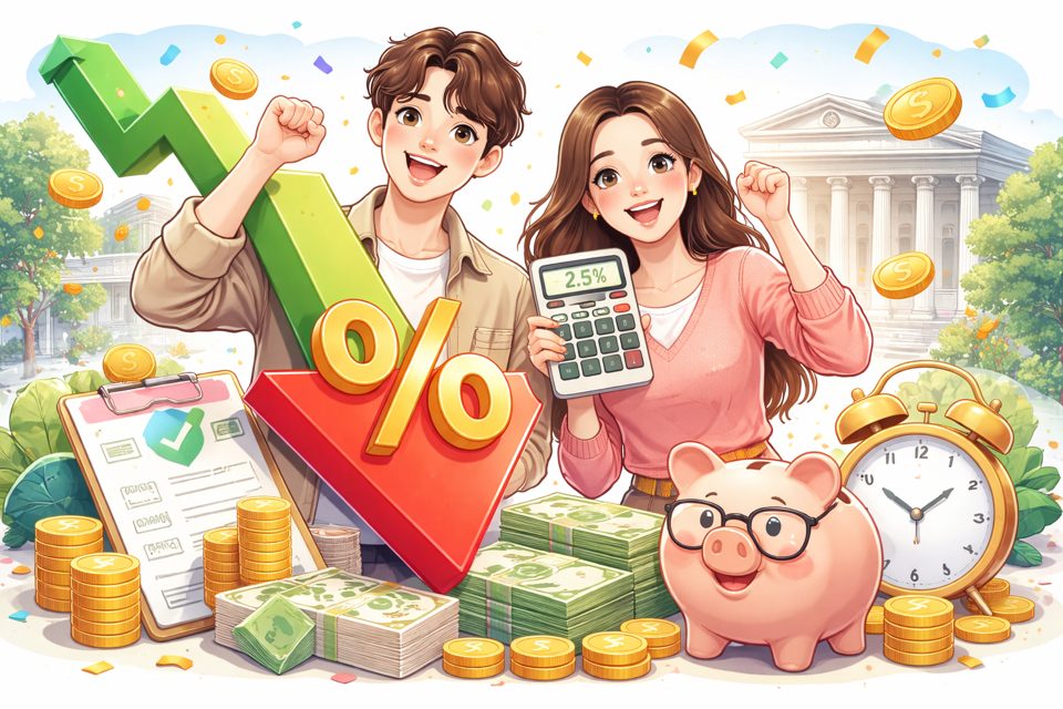 대출 금리 인하를 상징하는 금융 이미지